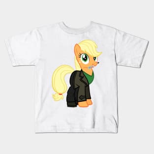 Applejack as the 9th Doctor Kids T-Shirt